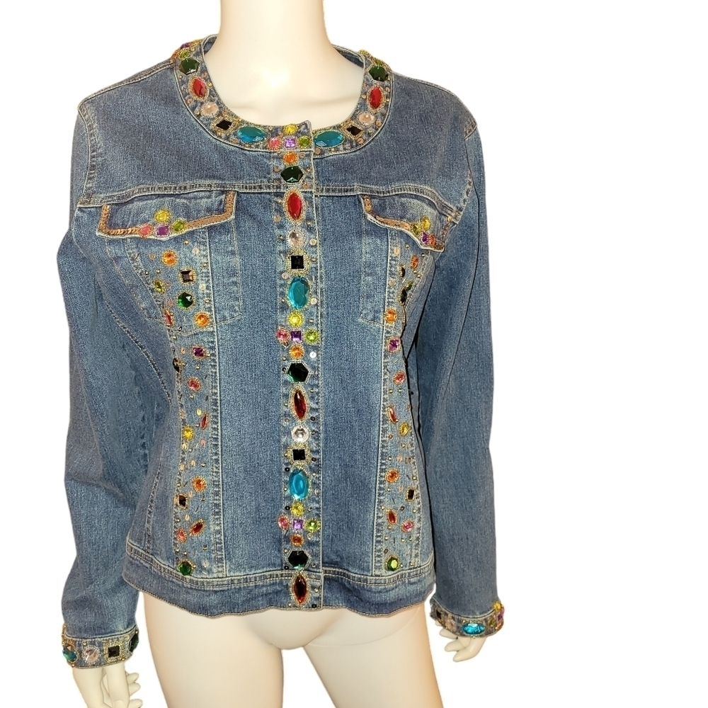 Vintage Berek by Takako Sakon Bejeweled Jean Jacket L